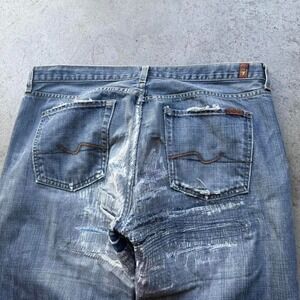 Crazy Custom 7 For Mankind Sashiko Stitching Flare Denim Jeans Grunge Emo Skater